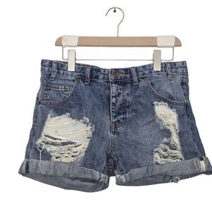 One By One Teaspoon X Size 27 Chargers Distressed Denim Shorts